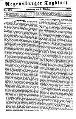 Regensburger Tagblatt Samstag 9. Oktober 1858