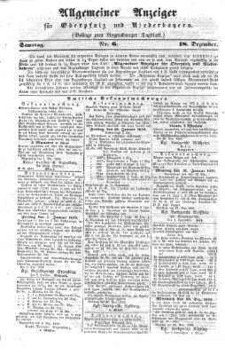 Regensburger Tagblatt Samstag 18. Dezember 1858