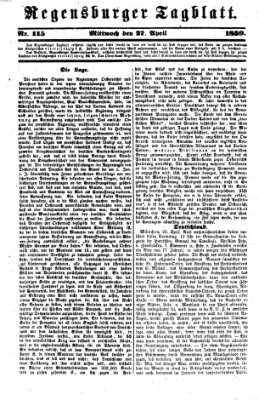 Regensburger Tagblatt Mittwoch 27. April 1859