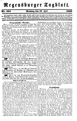 Regensburger Tagblatt Sonntag 17. Juli 1859