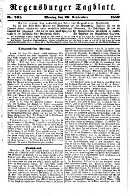 Regensburger Tagblatt Montag 26. September 1859