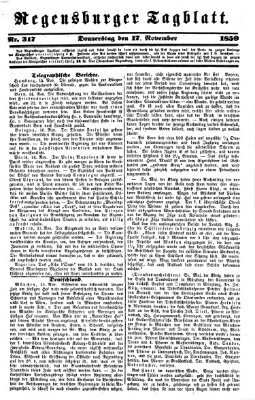 Regensburger Tagblatt Donnerstag 17. November 1859