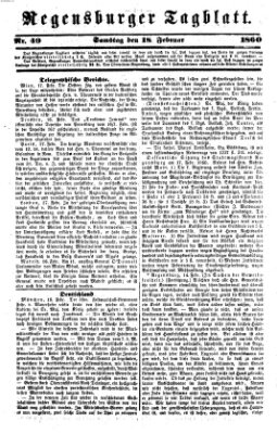 Regensburger Tagblatt Samstag 18. Februar 1860