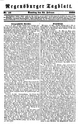 Regensburger Tagblatt Samstag 25. Februar 1860