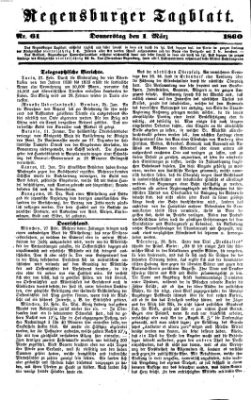 Regensburger Tagblatt Donnerstag 1. März 1860