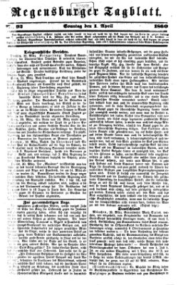 Regensburger Tagblatt Sonntag 1. April 1860