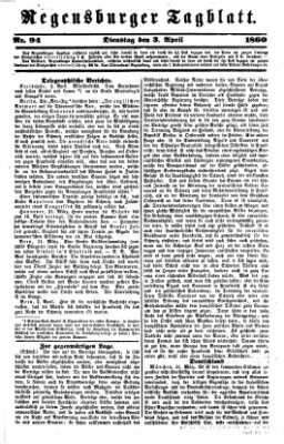 Regensburger Tagblatt Dienstag 3. April 1860