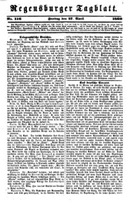 Regensburger Tagblatt Freitag 27. April 1860