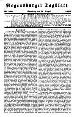 Regensburger Tagblatt Samstag 11. August 1860