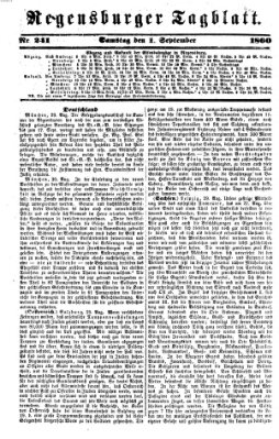 Regensburger Tagblatt Samstag 1. September 1860