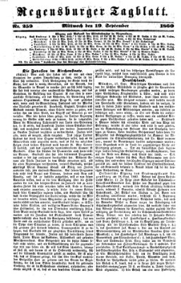 Regensburger Tagblatt Mittwoch 19. September 1860