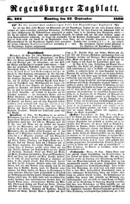 Regensburger Tagblatt Samstag 22. September 1860