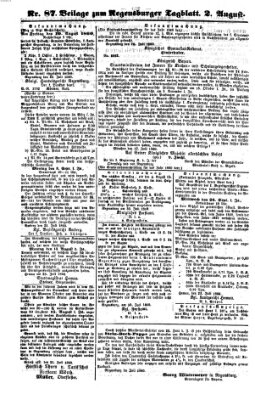 Regensburger Tagblatt Donnerstag 2. August 1860