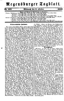 Regensburger Tagblatt Mittwoch 3. Oktober 1860