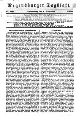 Regensburger Tagblatt Donnerstag 1. November 1860