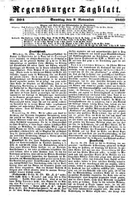 Regensburger Tagblatt Samstag 3. November 1860