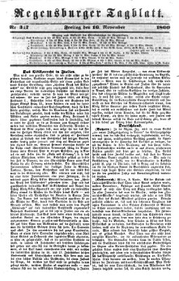 Regensburger Tagblatt Freitag 16. November 1860