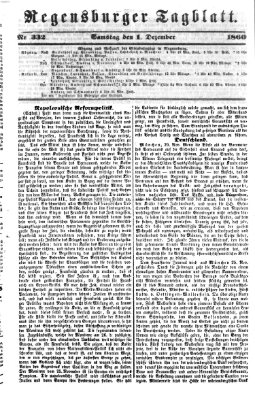 Regensburger Tagblatt Samstag 1. Dezember 1860