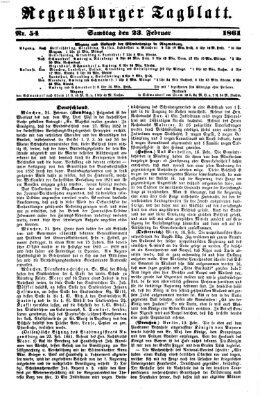 Regensburger Tagblatt Samstag 23. Februar 1861