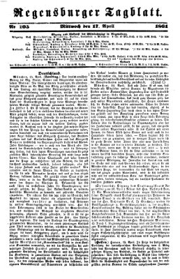 Regensburger Tagblatt Mittwoch 17. April 1861