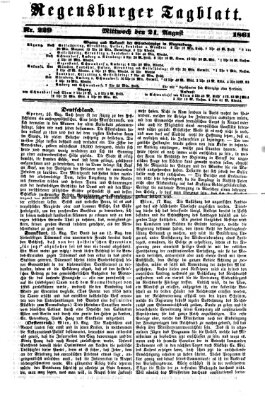 Regensburger Tagblatt Mittwoch 21. August 1861