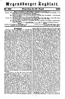 Regensburger Tagblatt Donnerstag 22. August 1861