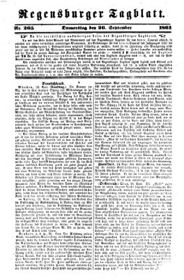 Regensburger Tagblatt Donnerstag 26. September 1861