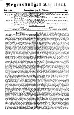 Regensburger Tagblatt Donnerstag 3. Oktober 1861