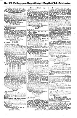 Regensburger Tagblatt Samstag 14. September 1861