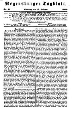 Regensburger Tagblatt Sonntag 16. Februar 1862