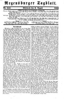 Regensburger Tagblatt Mittwoch 6. August 1862