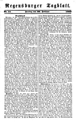 Regensburger Tagblatt Freitag 20. Februar 1863