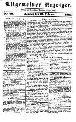 Regensburger Tagblatt Samstag 21. Februar 1863