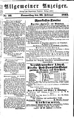 Regensburger Tagblatt Donnerstag 26. Februar 1863