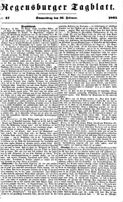 Regensburger Tagblatt Donnerstag 16. Februar 1865