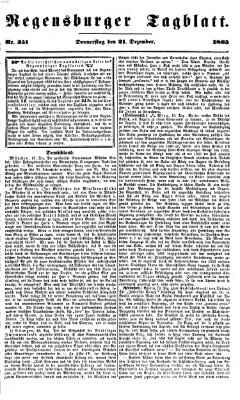 Regensburger Tagblatt Donnerstag 21. Dezember 1865