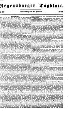 Regensburger Tagblatt Donnerstag 21. Februar 1867