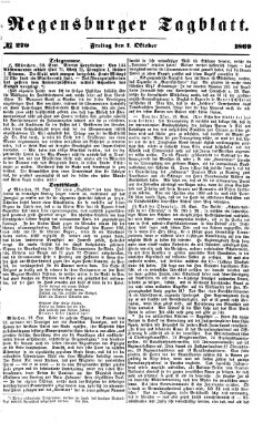 Regensburger Tagblatt Freitag 1. Oktober 1869