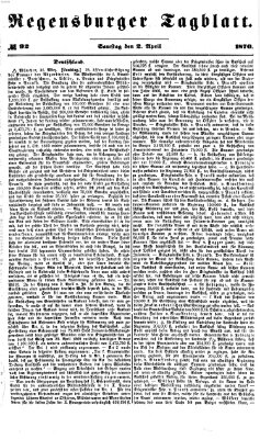 Regensburger Tagblatt Samstag 2. April 1870