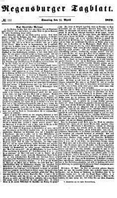 Regensburger Tagblatt Sonntag 24. April 1870