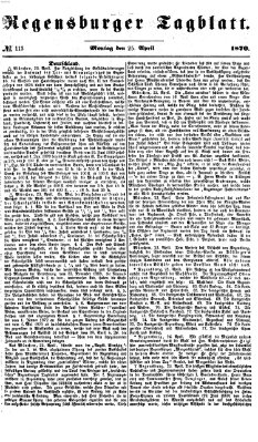 Regensburger Tagblatt Montag 25. April 1870