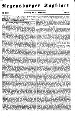 Regensburger Tagblatt Sonntag 4. September 1870