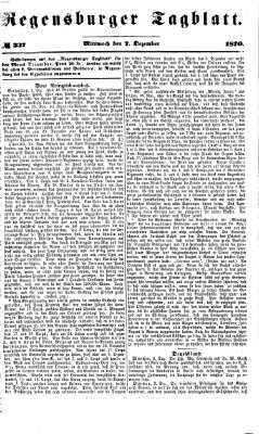 Regensburger Tagblatt Mittwoch 7. Dezember 1870