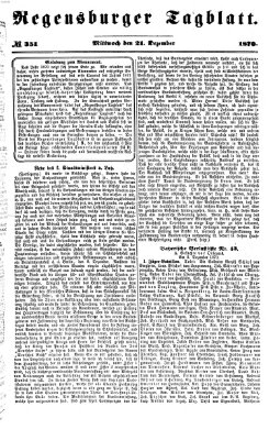 Regensburger Tagblatt Mittwoch 21. Dezember 1870