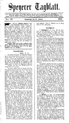 Speyerer Tagblatt Donnerstag 27. Januar 1870