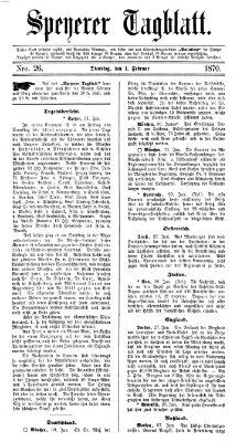 Speyerer Tagblatt Dienstag 1. Februar 1870