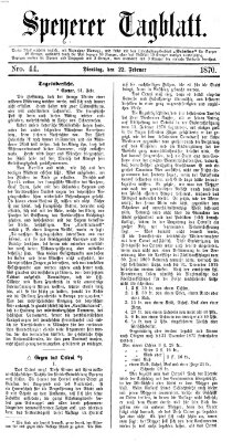 Speyerer Tagblatt Dienstag 22. Februar 1870