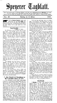 Speyerer Tagblatt Samstag 26. Februar 1870