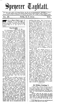 Speyerer Tagblatt Sonntag 27. Februar 1870