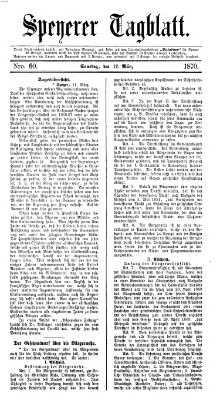 Speyerer Tagblatt Samstag 12. März 1870